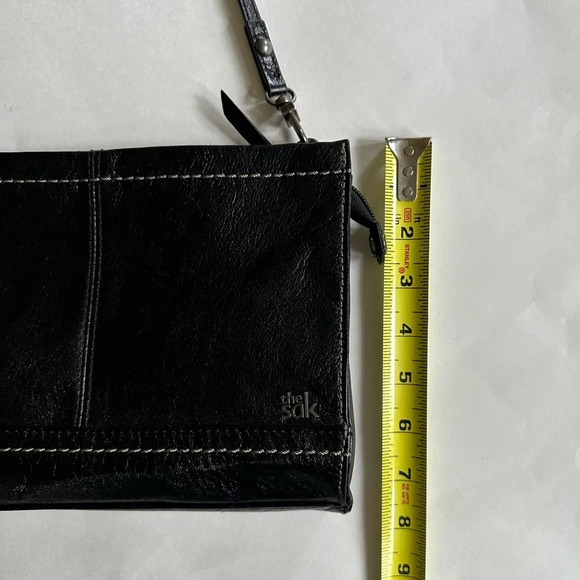 The Sak Iris Black Leather Used Small 3-way Demi Clutch Crossbody Shoulder Bag - Picture 11 of 12